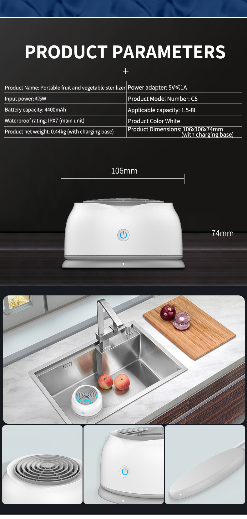 Hydrogen Therapy Machine Manufacturer & Wellness Equipment OEM Supplier | Youborui | Fruit and Vegetable Sanitiser-C5
