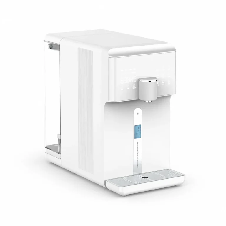 W23 hot and cold hydrogen water purifier dispenser on white background
